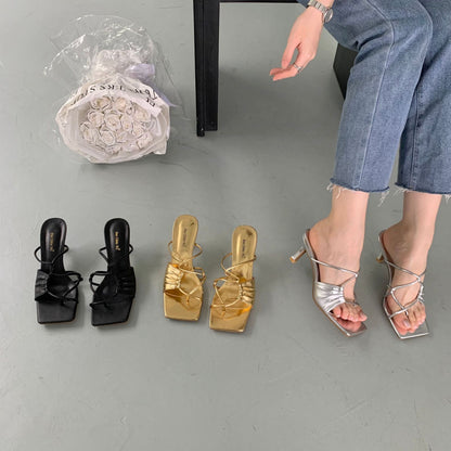 Sandales à Talons Aiguilles, Bout Repliable