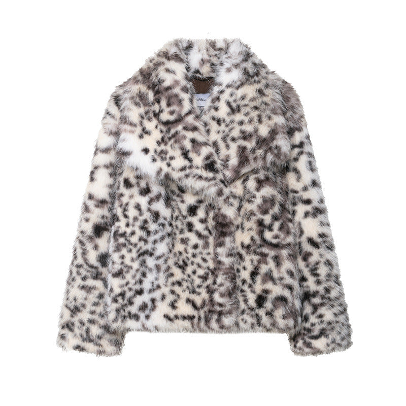 Manteau Court Imprimé en Fourrure Synthétique