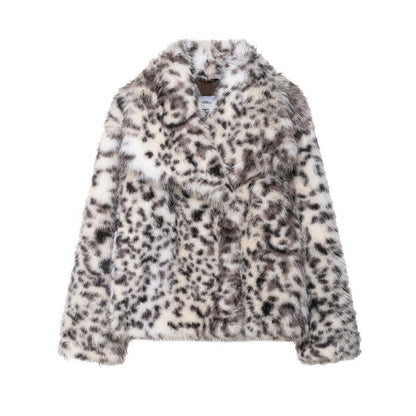 Manteau Court Imprimé en Fourrure Synthétique