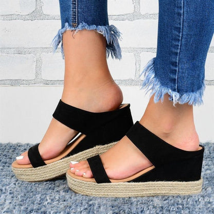 Sandales compensées en corde de chanvre