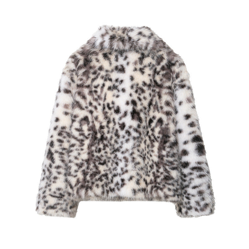 Manteau Court Imprimé en Fourrure Synthétique