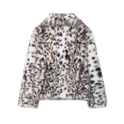 Manteau Court Imprimé en Fourrure Synthétique