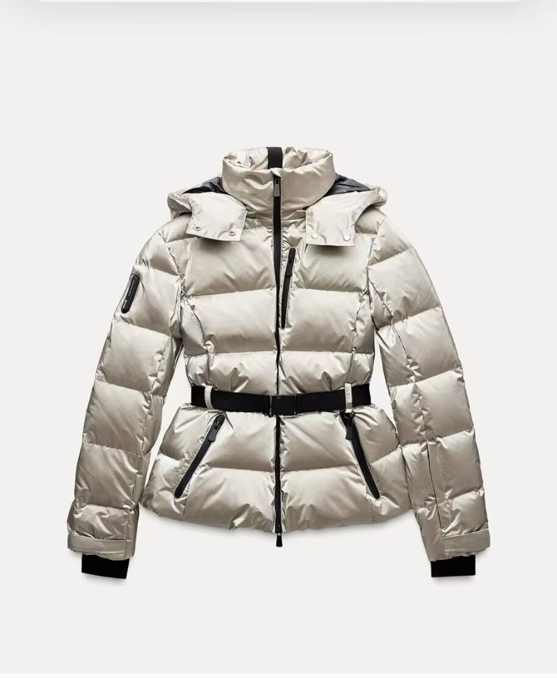 Veste de ski matelassée avec ceinture