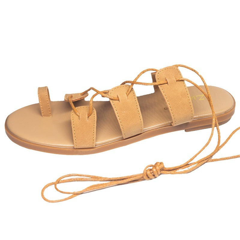 Sandales romaines marron pour femmes, style féérique d'été