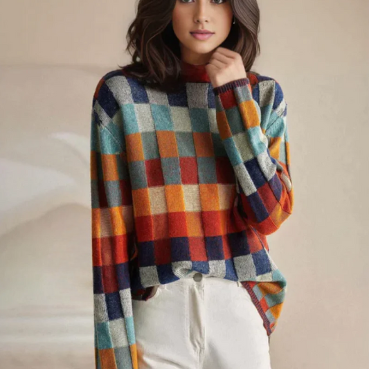 JESSY | Pull col roulé en patchwork