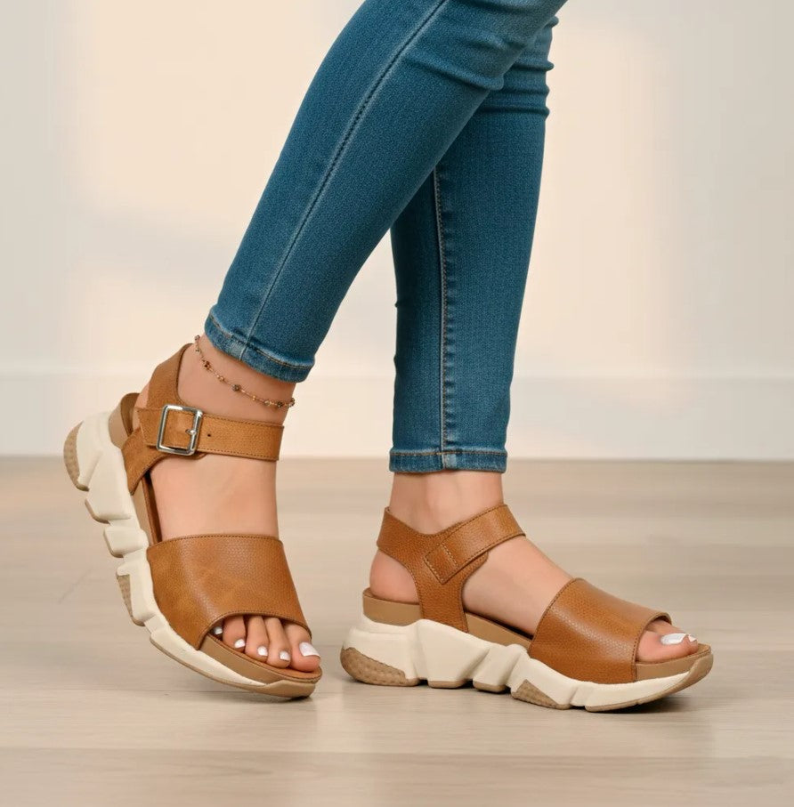 Sandales en cuir synthétique à bout ouvert