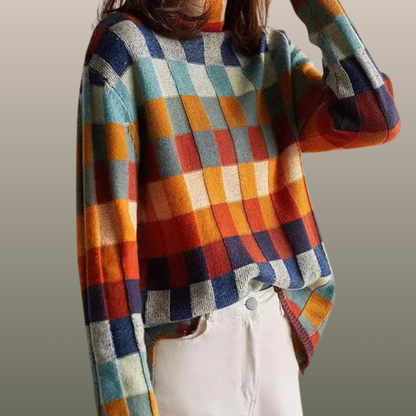 JESSY | Pull col roulé en patchwork