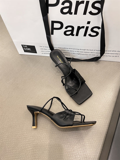 Sandales à Talons Aiguilles, Bout Repliable