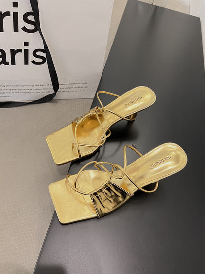 Sandales à Talons Aiguilles, Bout Repliable