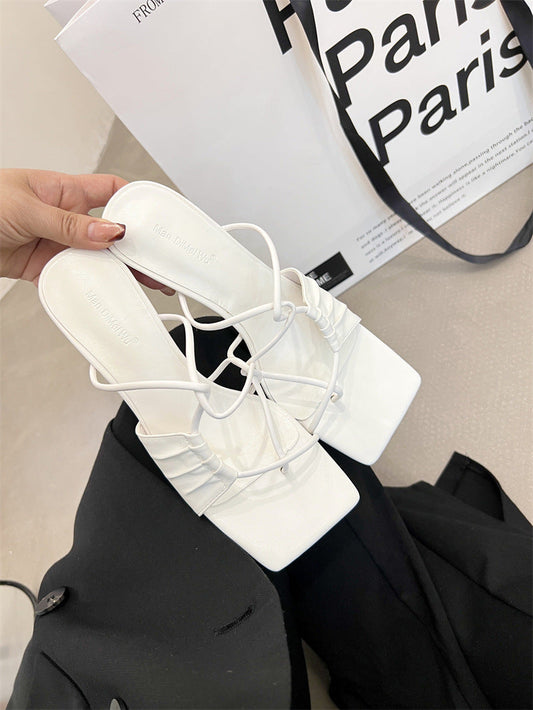 Sandales à Talons Aiguilles, Bout Repliable